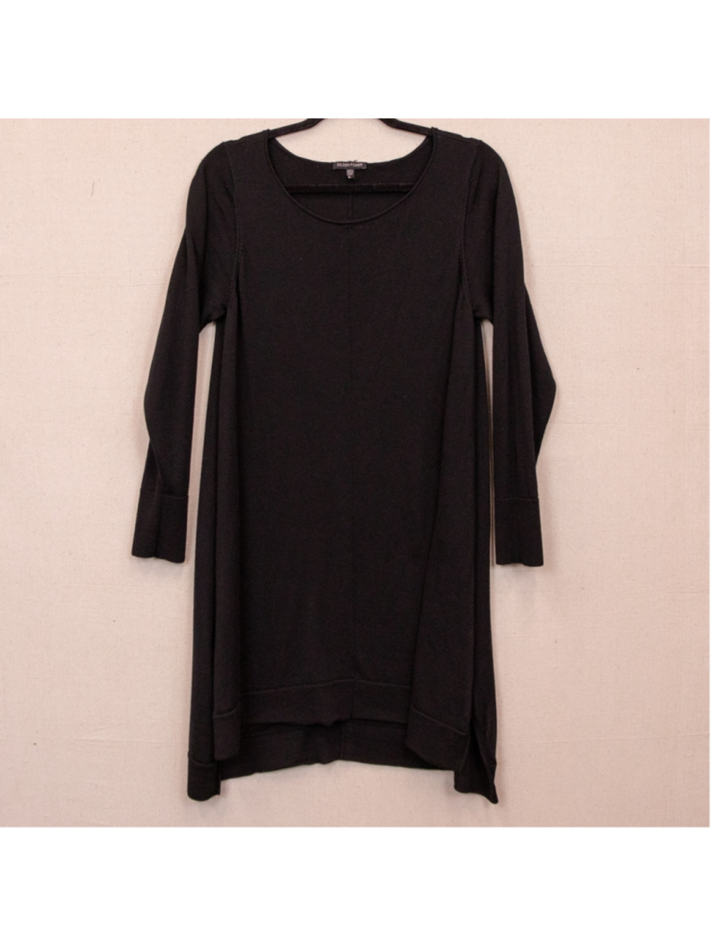 Eileen Fisher merino wool black long sleeve tunic sweater-L
